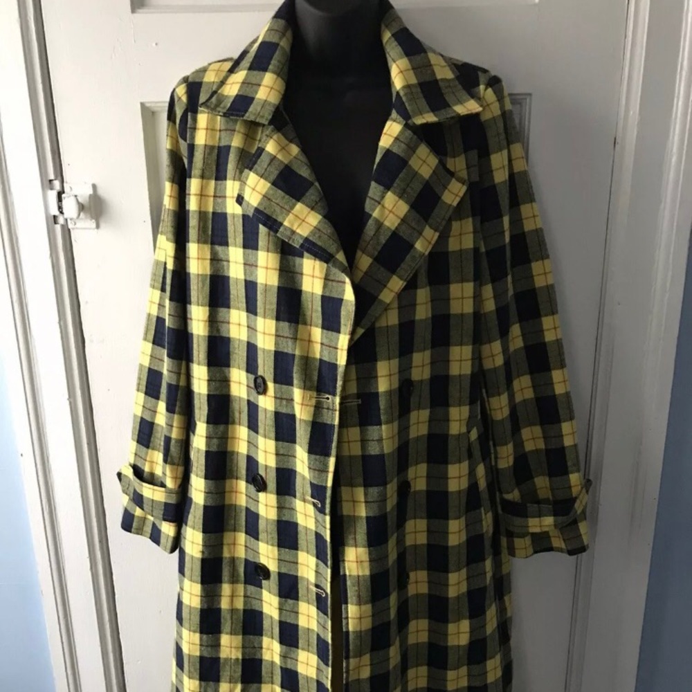 Nastygal Yellow Tartan Coat Size M BNWT. Condition is "New with tags"